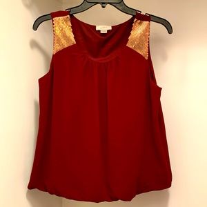 Burgundy sleeveless blouse top Loft